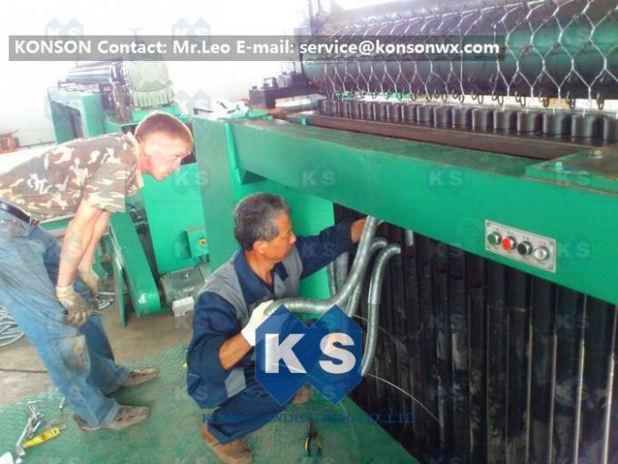 고능률 22kw 6각형 Gabion 메시 기계 80x100mm 매쉬의 크기